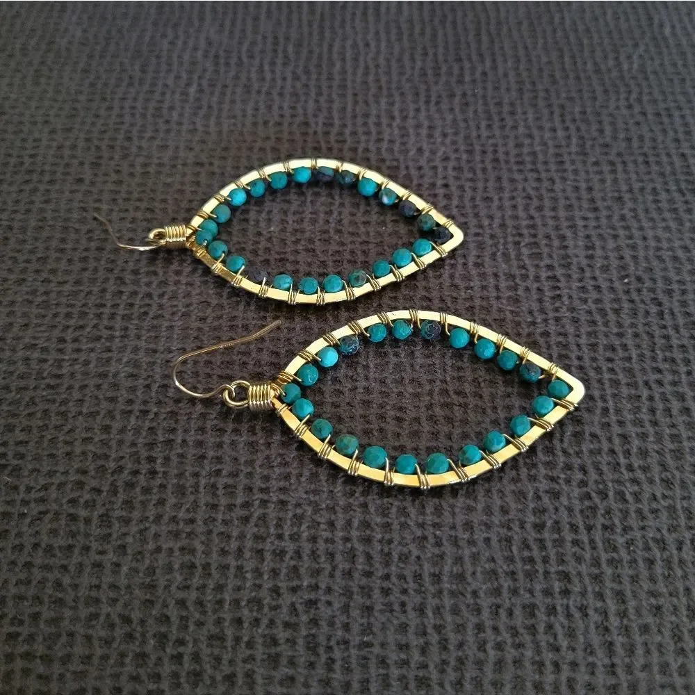 Blue💙-Green💚 Turquoise Teardrop💦 Earrings